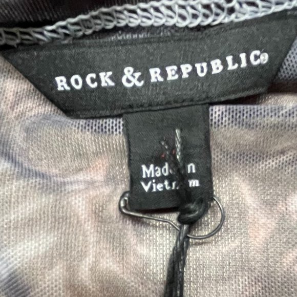 ROCK & REPUBLIC GRAPHIC SHEER LONG SLEEVE SHIRT NWT SIZE L - Picture 5 of 5